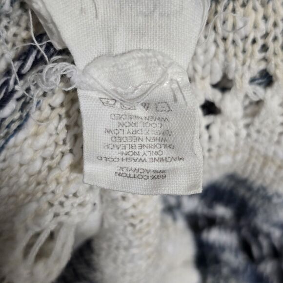 LOFT Outlet Lounge - Sweater Knit Distressed  Pullover - Blue White - Size L - Picture 7 of 7